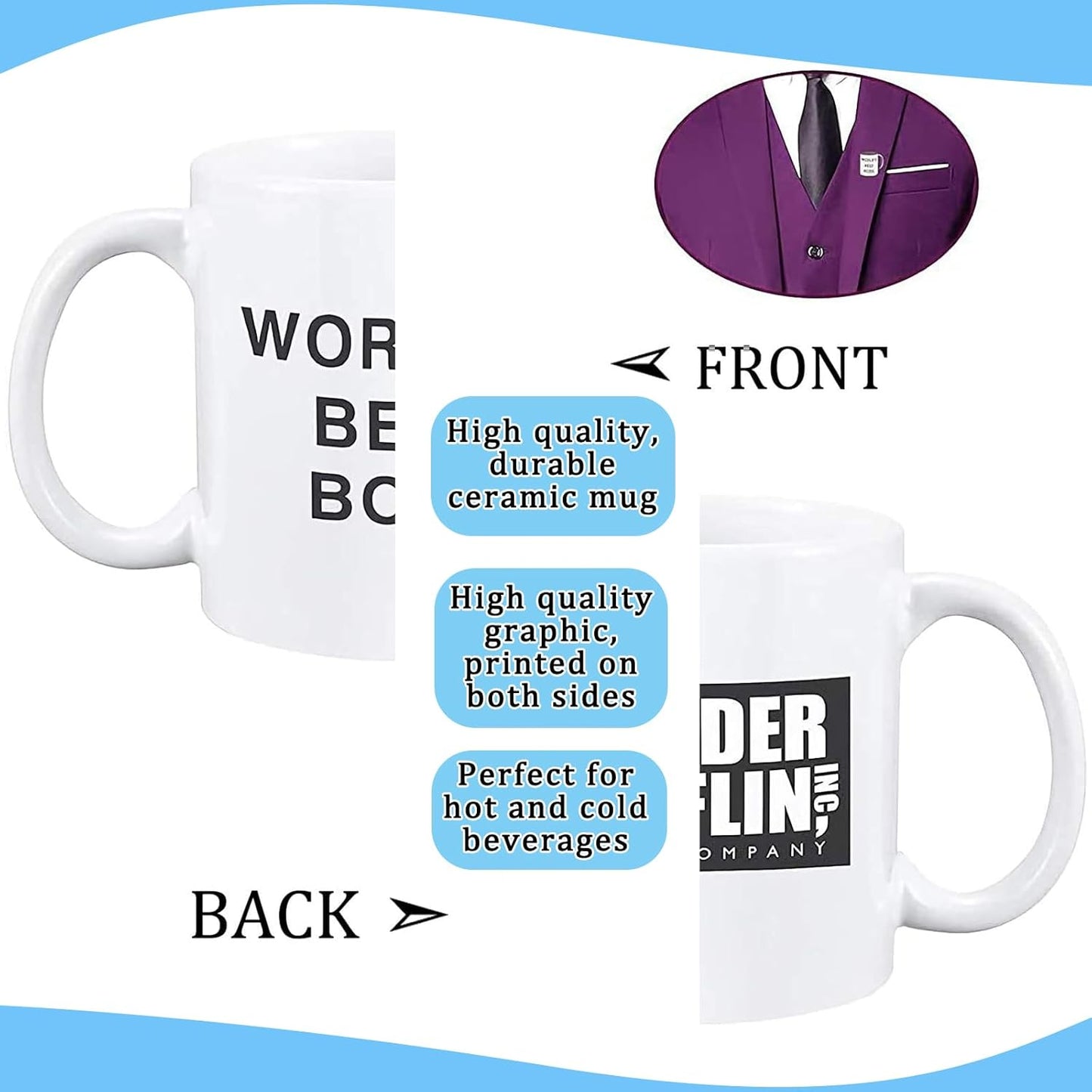 World's Best Boss Coffee Mug, Funny Office Gift for Boss Male Female, Boss Day Birthday Christmas Gift from Coworkers Employees