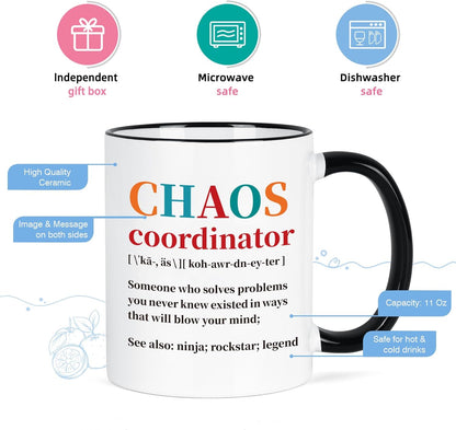 Chaos Coordinator Funny Coffee Mug, Appreciation Gift for Boss Manager Teacher Coworker Nurse Mom, Birthday Christmas Gift