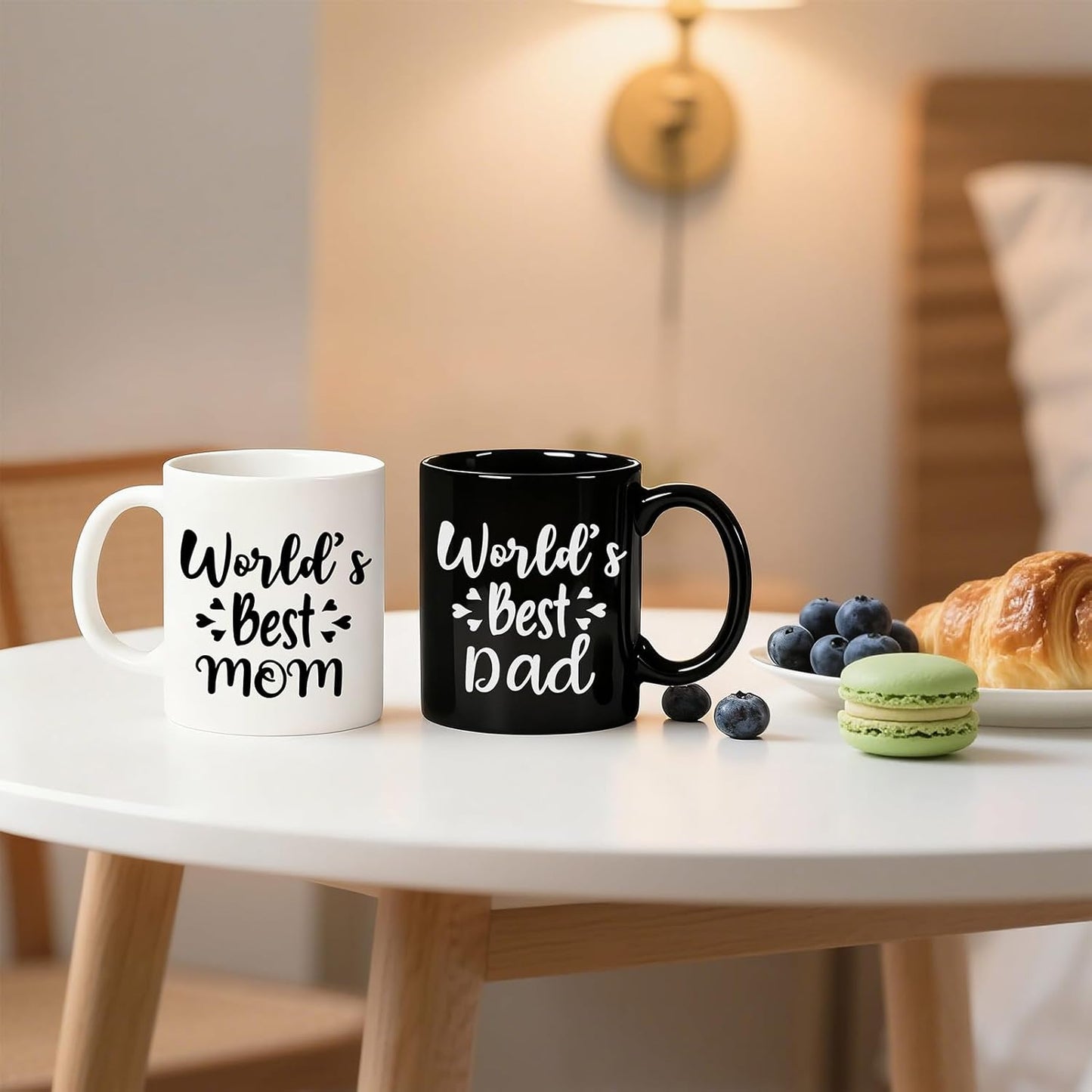 World's Best Mom And Dad Coffee Mug Set, Gift for Parents from Daughter Son Kids Anniversary Birthday Gift