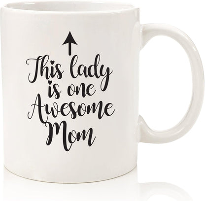 One Awesome Mom Funny Coffee Mug, Gift for Mom from Daughter Son Kids Husband, Birthday Mother's Day Christmas Gift Idea for Women