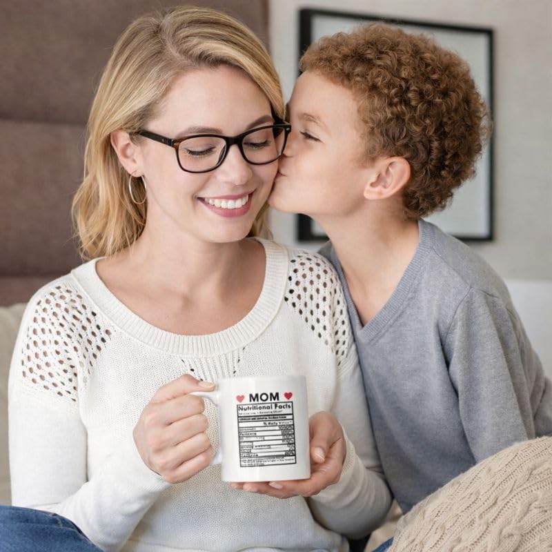 Mom Nutritional Facts Coffee Mug Funny Gift for Mom Grandma Stepmom from Daughter Son Kids Birthday Gift