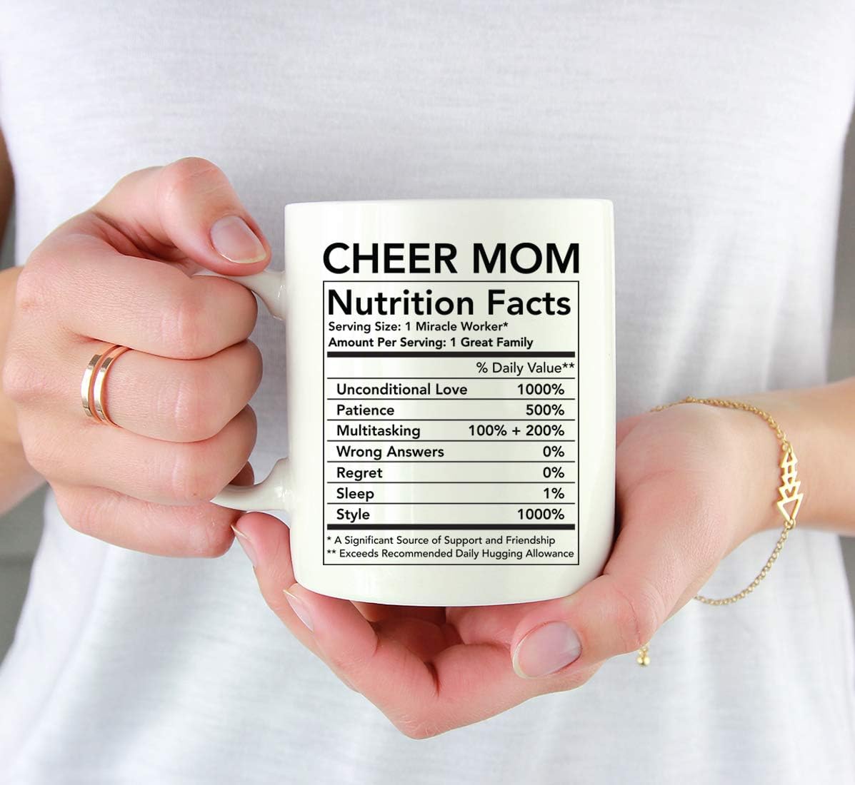 Cheer Mom Nutritional Facts Coffee Mug Funny Gift for Mom Birthday Mother's Day Christmas Gift