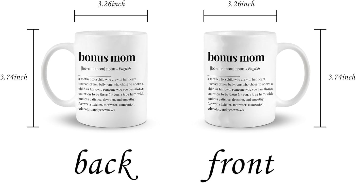Bonus Mom Definition Coffee Mug Funny Stepmom Gift from Stepdaughter Stepson Birthday Mother's Day Christmas Gift
