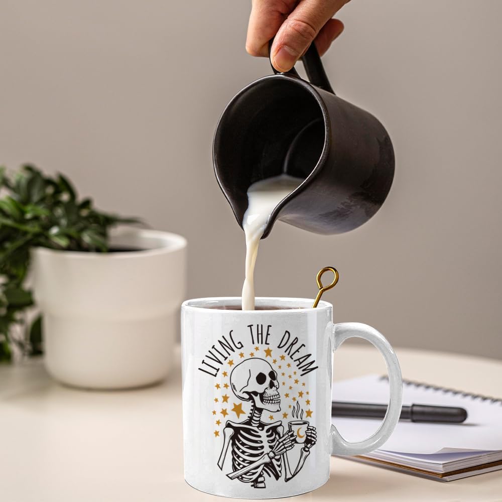 Funny Skeleton Coffee Mug Sarcastic Humor Mug, Gift for Coworker Best Friend Boss, Birthday Christmas Funny Coffee Cup