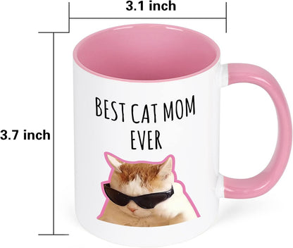 Best Cat Mom Ever Coffee Mug Gift for Cat Mom Women, Mothers Day Birthday Christmas Gift