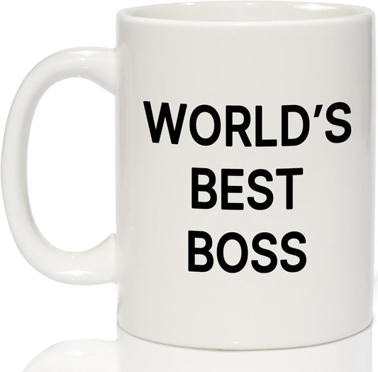 World's Best Boss Coffee Mug, Funny Office Gift for Boss Men Women, Boss Day Birthday Christmas Gift from Coworkers Employees