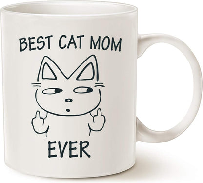 Best Cat Mom Ever Coffee Mug Funny Gift for Cat Mom from Daughter Son Kids, Mothers Day Birthday Gift