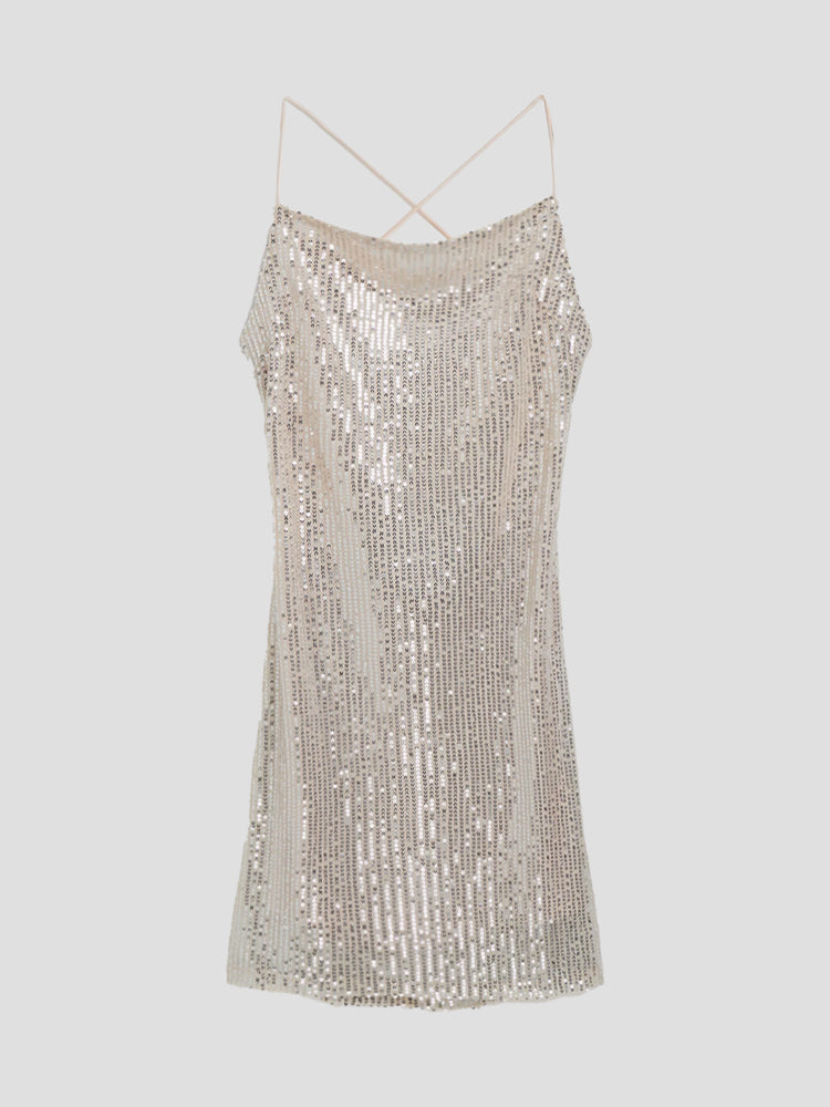 Sequin Lace-up Back Bodycon Mini Dress