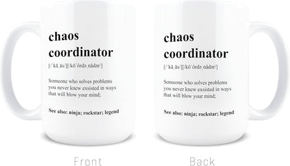Chaos Coordinator Coffee Mug, Funny Gift for Teacher Boss Manager Coworker, Birthday Christmas Appreciation Gift