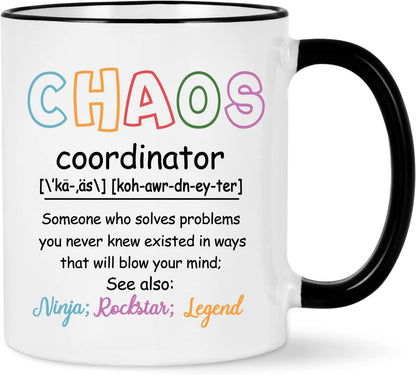 Chaos Coordinator Coffee Mug, Funny Office Gift for Boss Coworker Manager, Birthday Christmas Appreciation Gift