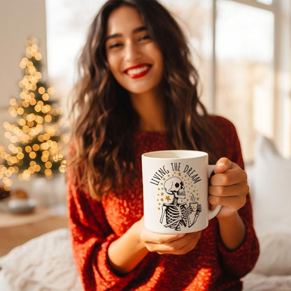 Funny Skeleton Coffee Mug Sarcastic Humor Mug, Gift for Coworker Best Friend Boss, Birthday Christmas Funny Coffee Cup