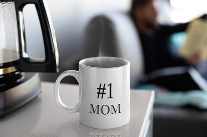 #1 Mom Ceramic Coffee Mug, World's Best Mother Gift for Mom, Mothers Day Birthday Christmas Gift from Daughter Son Kids