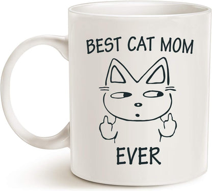 Best Cat Mom Ever Coffee Mug Funny Gift for Cat Mom from Daughter Son Kids, Mothers Day Birthday Gift