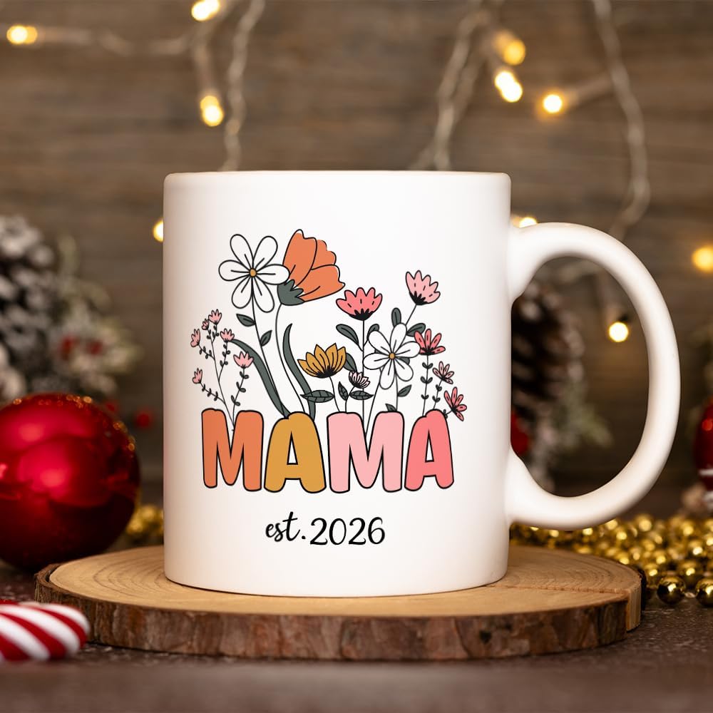 Mom Est 2026 Coffee Mug New Mom Gift, Pregnancy Baby Shower Gift for Expecting Mother, Birthday Mother's Day Gift Idea