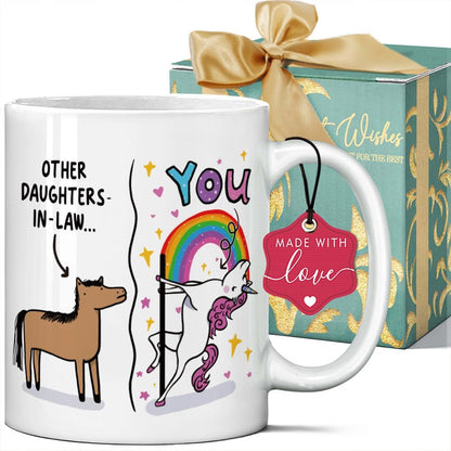 Funny Daughter in Law Coffee Mug Gift for Daughter in Law from Mother in Law, Birthday Christmas Gift