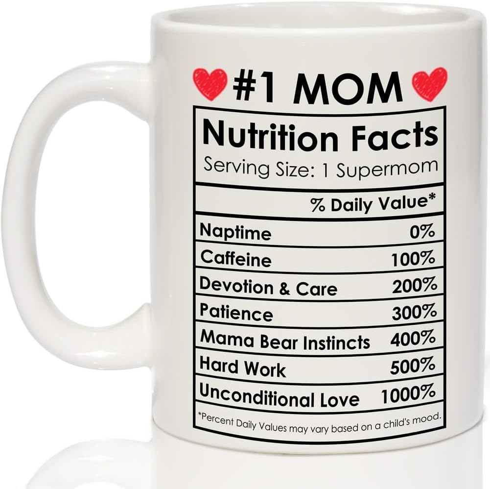 #1 Mom Coffee Mug Funny Gift for Mom from Daughter Son Kids