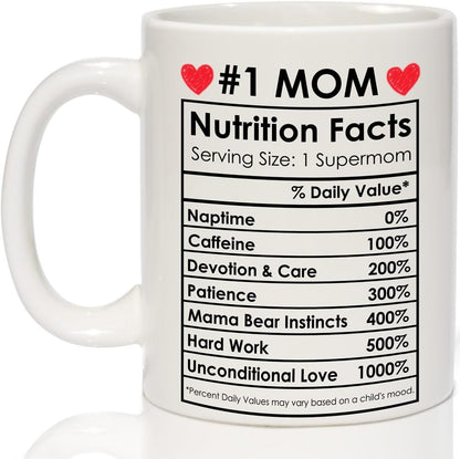 #1 Mom Coffee Mug Funny Gift for Mom from Daughter Son Kids