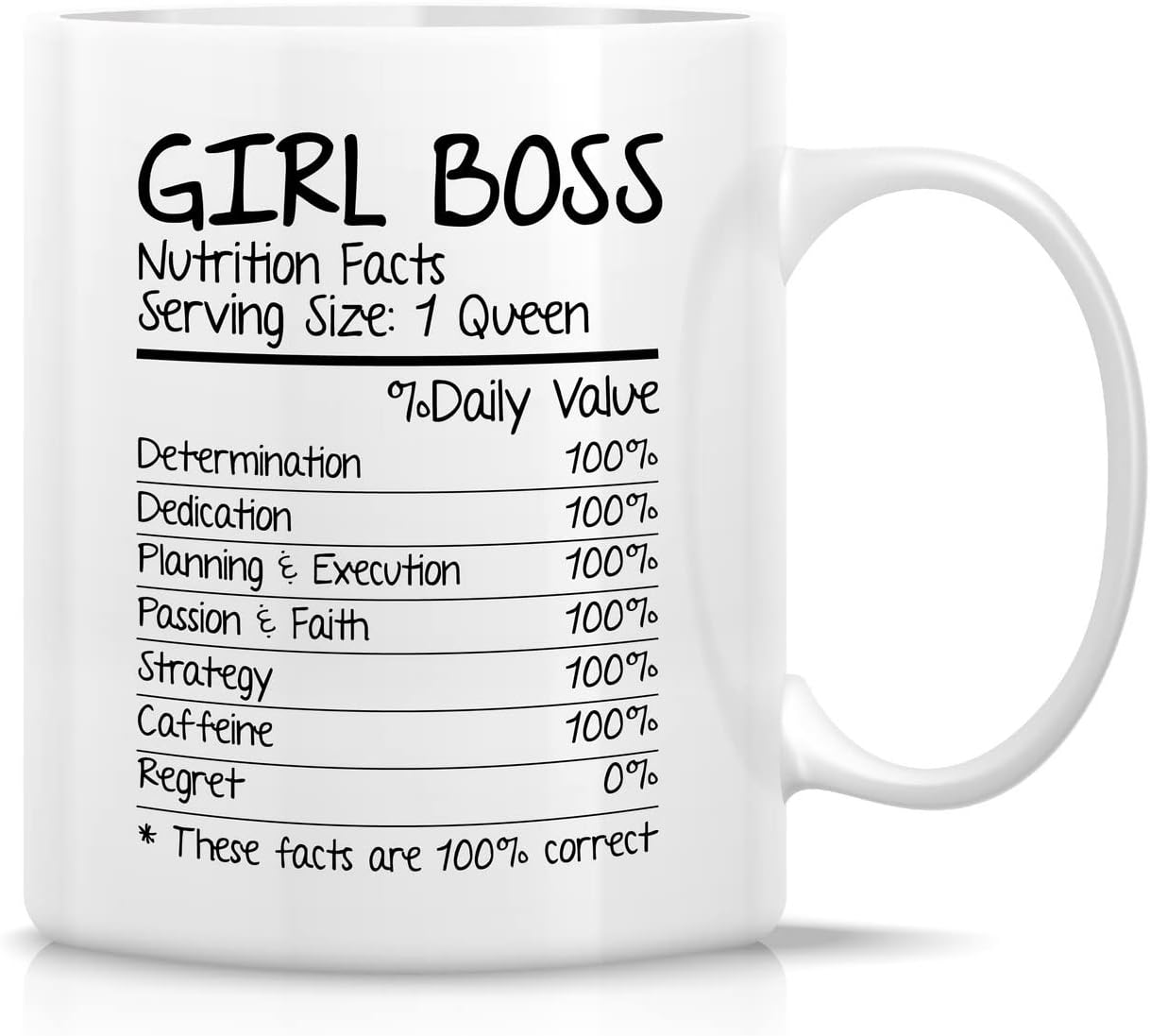 Girl Boss Nutritional Facts Coffee Mug Funny Gift for Boss Lady Friend Coworker Birthday Gift