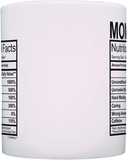Mom Nutritional Facts Coffee Mug Funny Gift for Mom from Daughter Son Kids Husband, Mothers Day Birthday Gift