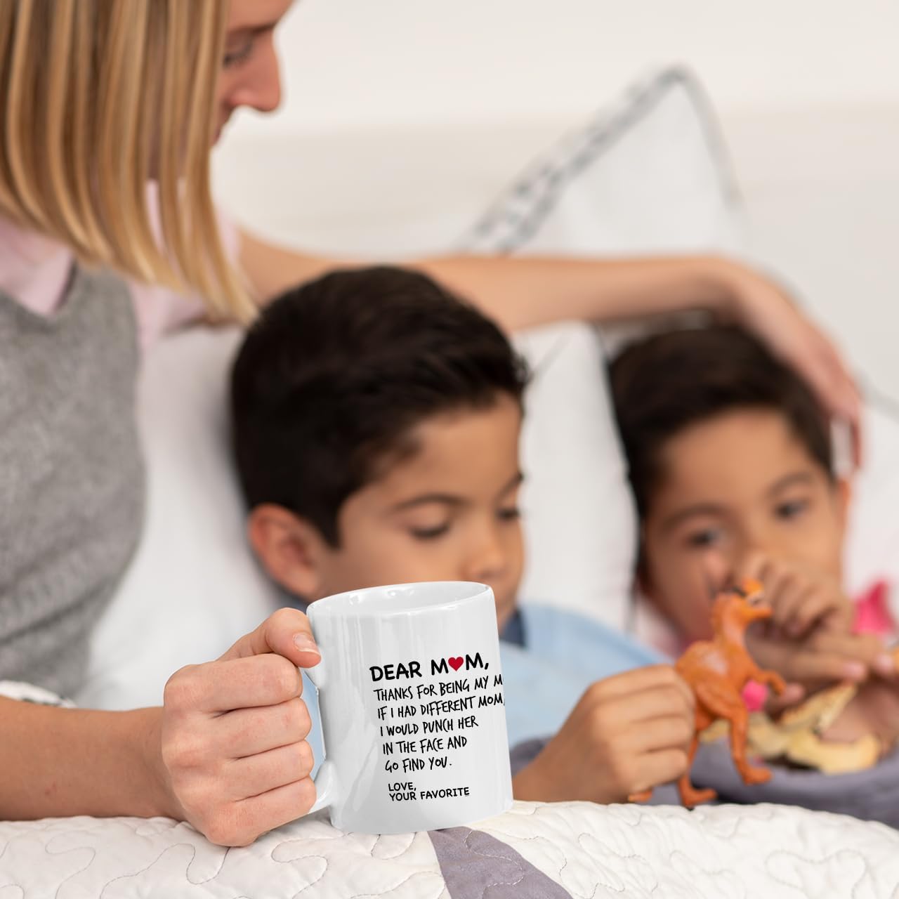 Dear Mom Coffee Mug Funny Gift for Mom from Daughter Son Kids Husband, Mothers Day Birthday Gift for Mom