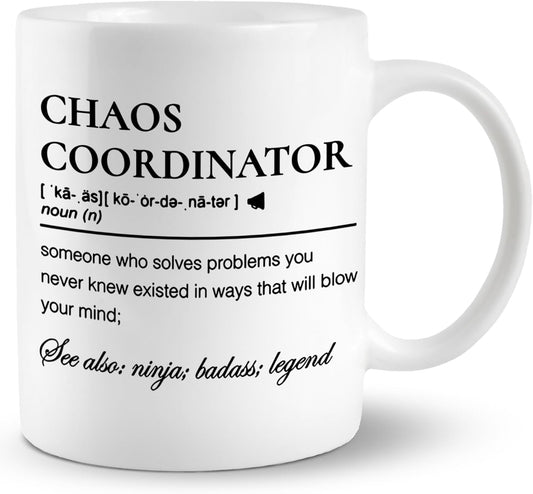Chaos Coordinator Coffee Mug, Funny Office Gift for Boss Manager Coworker, Birthday Christmas Appreciation Gift