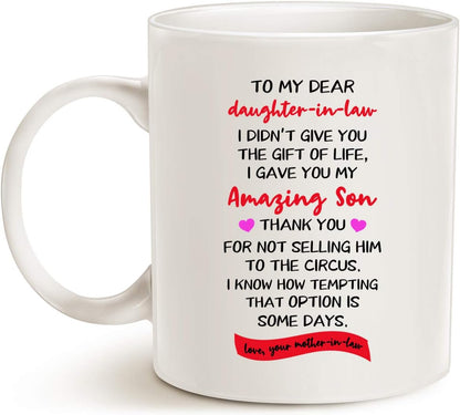 To My Dear Daughter in Law Coffee Mug Funny Gift from Mother in Law