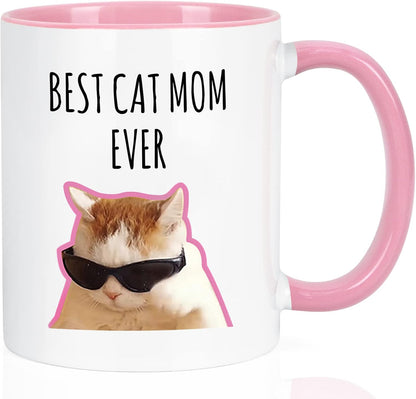 Best Cat Mom Ever Coffee Mug Gift for Cat Mom Women, Mothers Day Birthday Christmas Gift