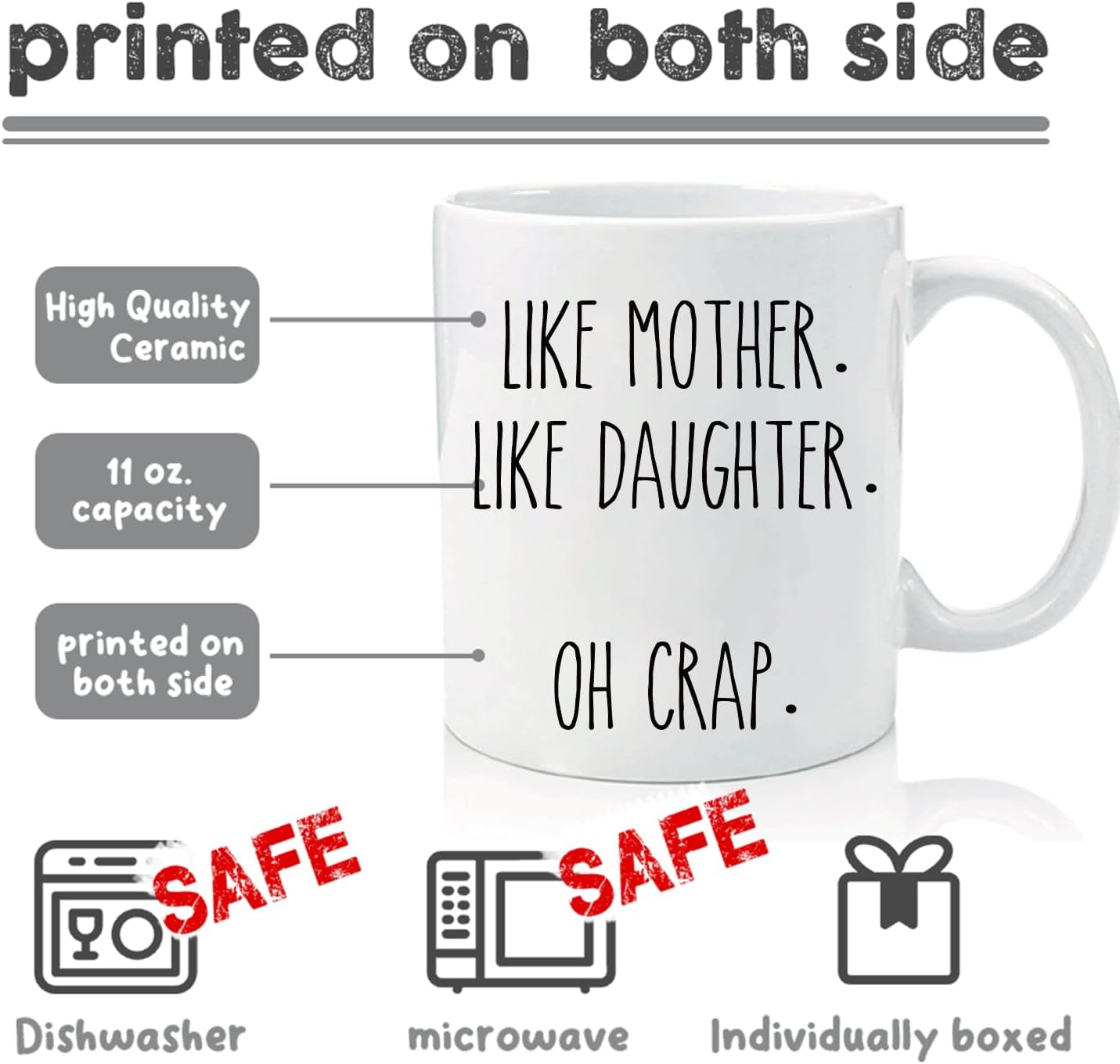 Like Mother Like Daughter Coffee Mug Funny Gift for Mom and Daughter