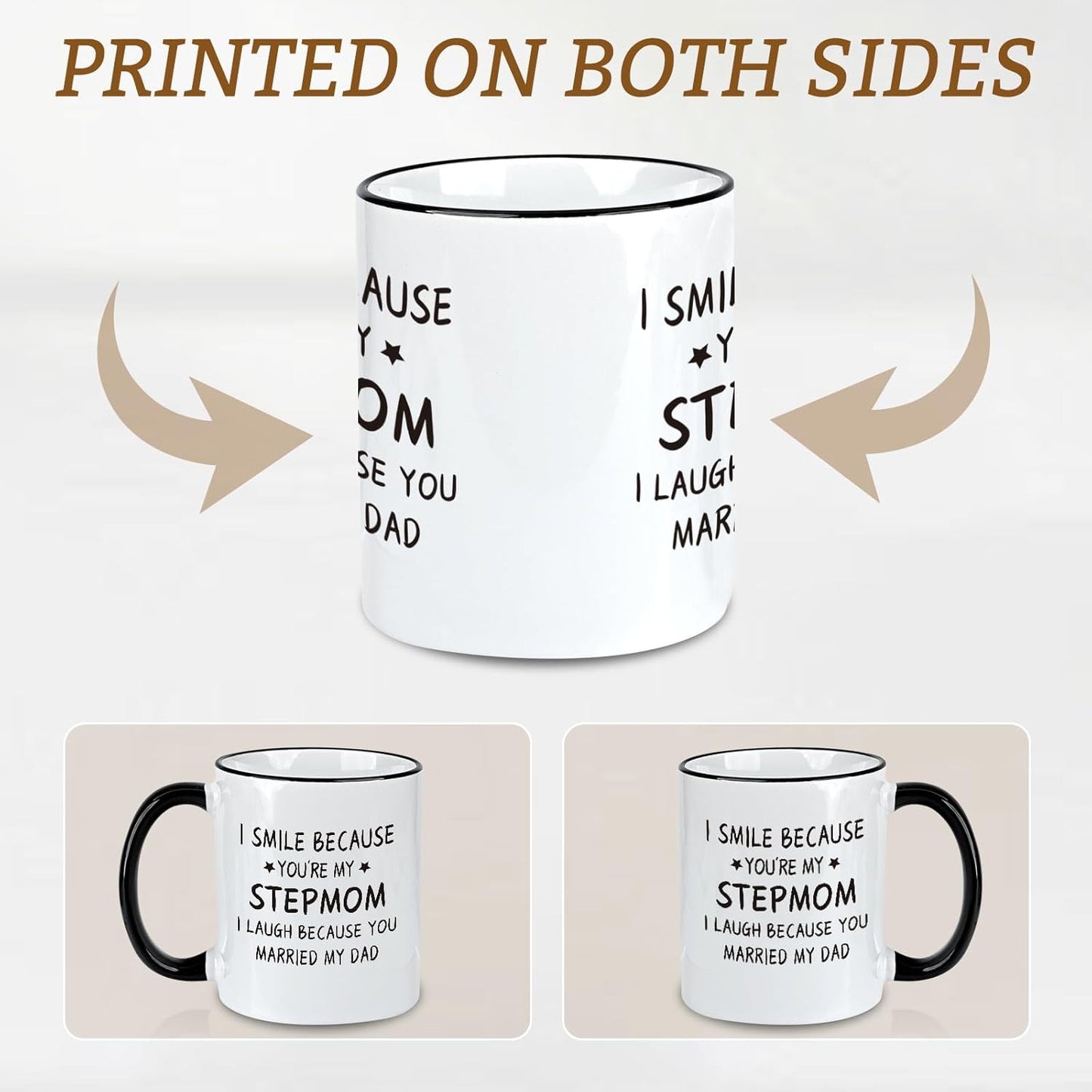 I Smile Because You Are My Stepmom Coffee Mug, Bonus Mom Gift from Stepdaughter Stepson Birthday Mother's Day Christmas Gift