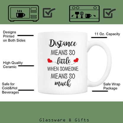 Distance Means So Little When Someone Means So Much Coffee Mug, Gift for Long Distance Couple Friend Family, Birthday Gift