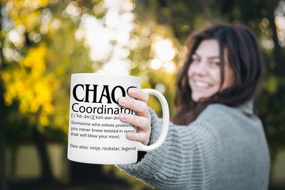 Chaos Coordinator Coffee Mug, Funny Appreciation Gift for Boss Manager Teacher Nurse Mom, Birthday Christmas Gift