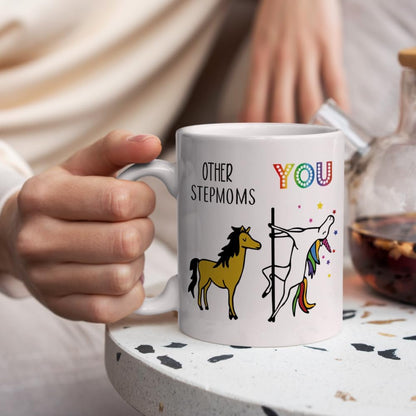 Bonus Mom Coffee Mug Funny Stepmom Gift from Stepdaughter Stepson, Birthday Mother's Day Christmas Gift Idea