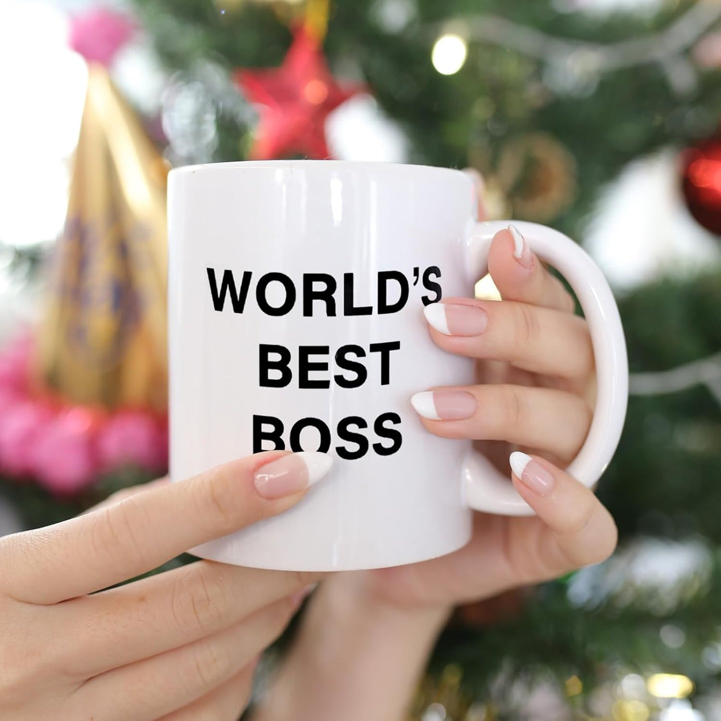 World's Best Boss Coffee Mug, Funny Office Gift for Boss Male Female, Boss Day Birthday Christmas Gift from Coworkers Employees