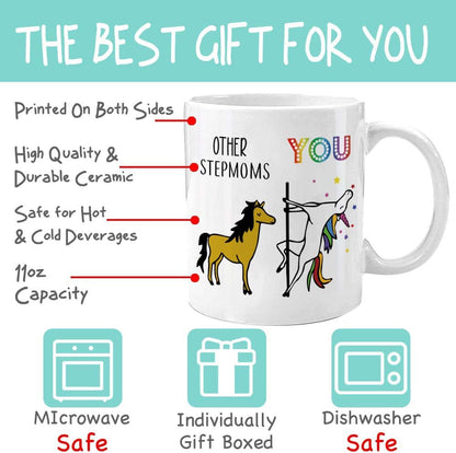 Bonus Mom Coffee Mug Funny Stepmom Gift from Stepdaughter Stepson, Birthday Mother's Day Christmas Gift Idea