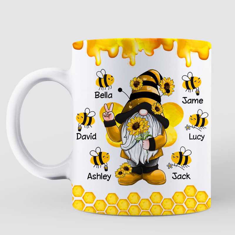Gnome Grandma's Reason To Bee Happy Personalized AOP Mug