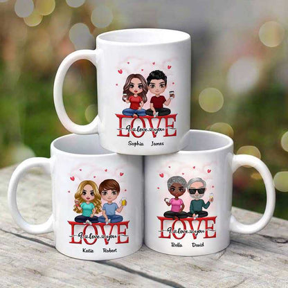 Doll Couple Sitting On Text Personalized Mug