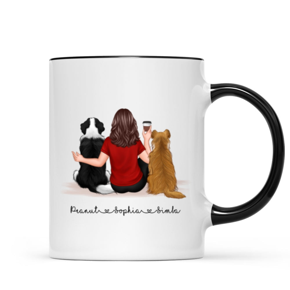 Pet Owner Portrait, Custom Dog Mom Cup Back View Woman & Dogs Personalized Mug Mother's Day Gift For Her