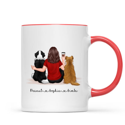 Pet Owner Portrait, Custom Dog Mom Cup Back View Woman & Dogs Personalized Mug Mother's Day Gift For Her