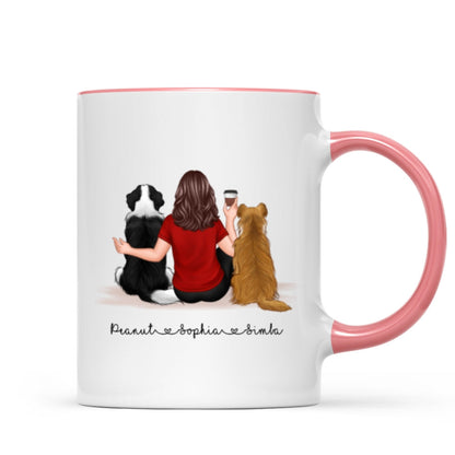 Pet Owner Portrait, Custom Dog Mom Cup Back View Woman & Dogs Personalized Mug Mother's Day Gift For Her