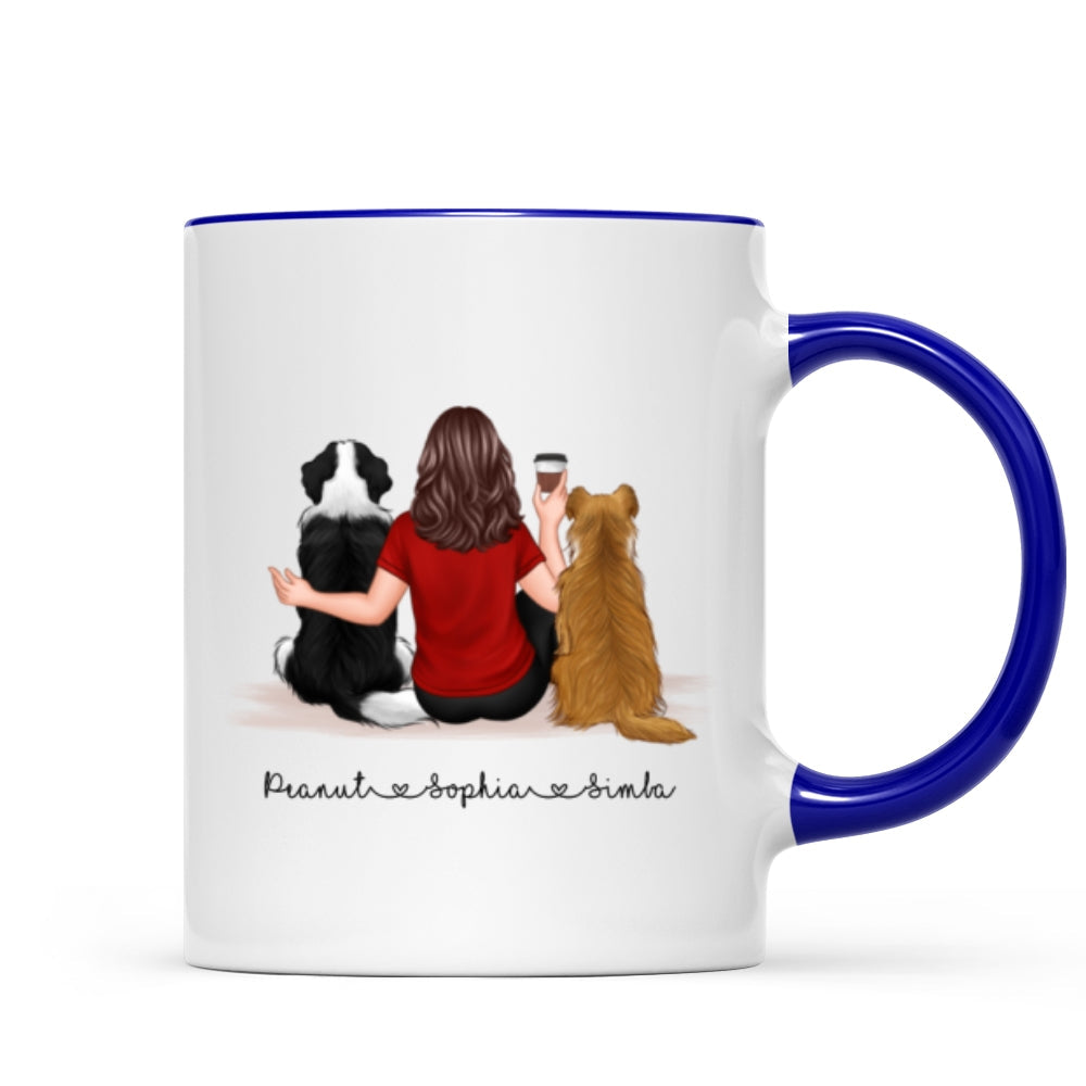 Pet Owner Portrait, Custom Dog Mom Cup Back View Woman & Dogs Personalized Mug Mother's Day Gift For Her