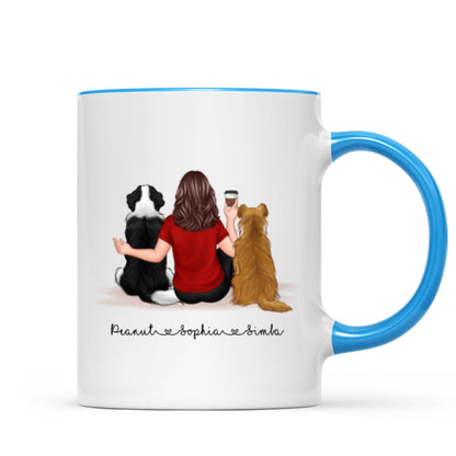 Pet Owner Portrait, Custom Dog Mom Cup Back View Woman & Dogs Personalized Mug Mother's Day Gift For Her