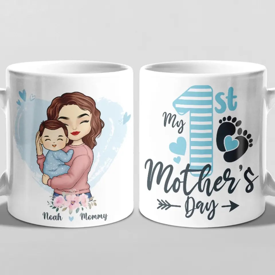 A Mother's Happiness Is Like A Beacon - Family Personalized Custom Mug - Mother's Day, Baby Shower Gift, Gift For First Mom