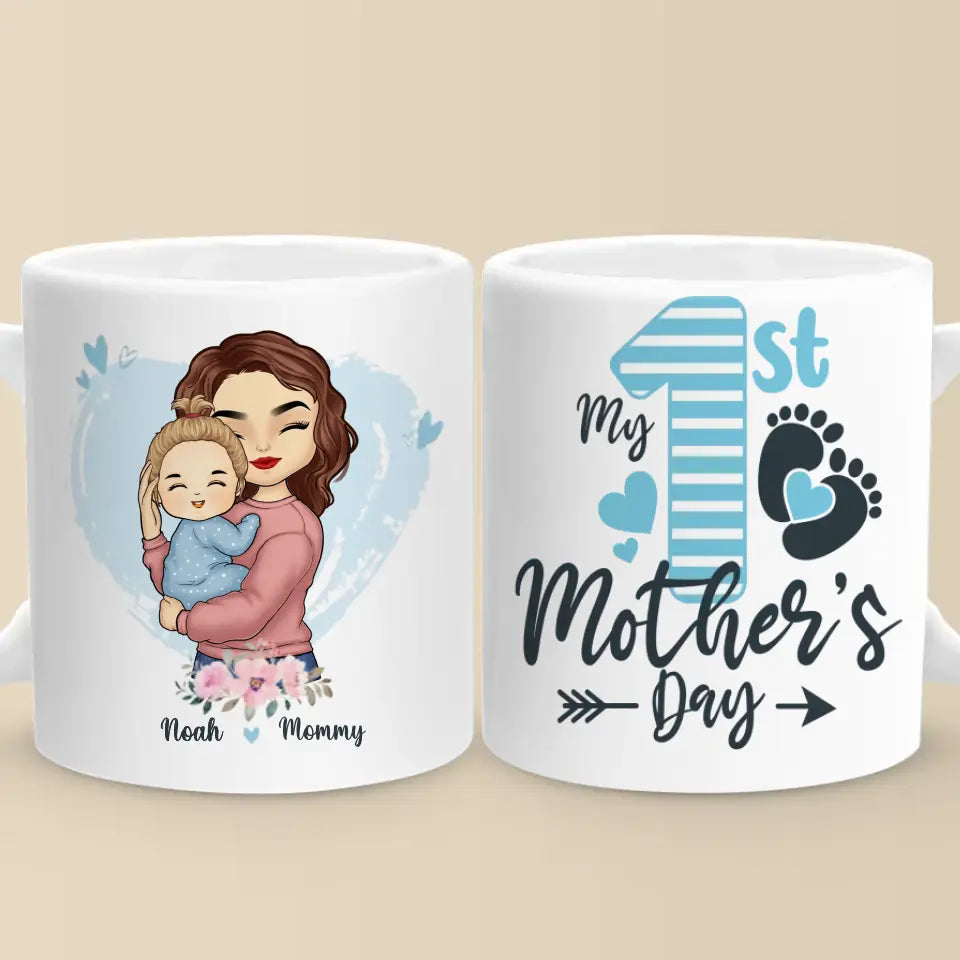 A Mother's Happiness Is Like A Beacon - Family Personalized Custom Mug - Mother's Day, Baby Shower Gift, Gift For First Mom