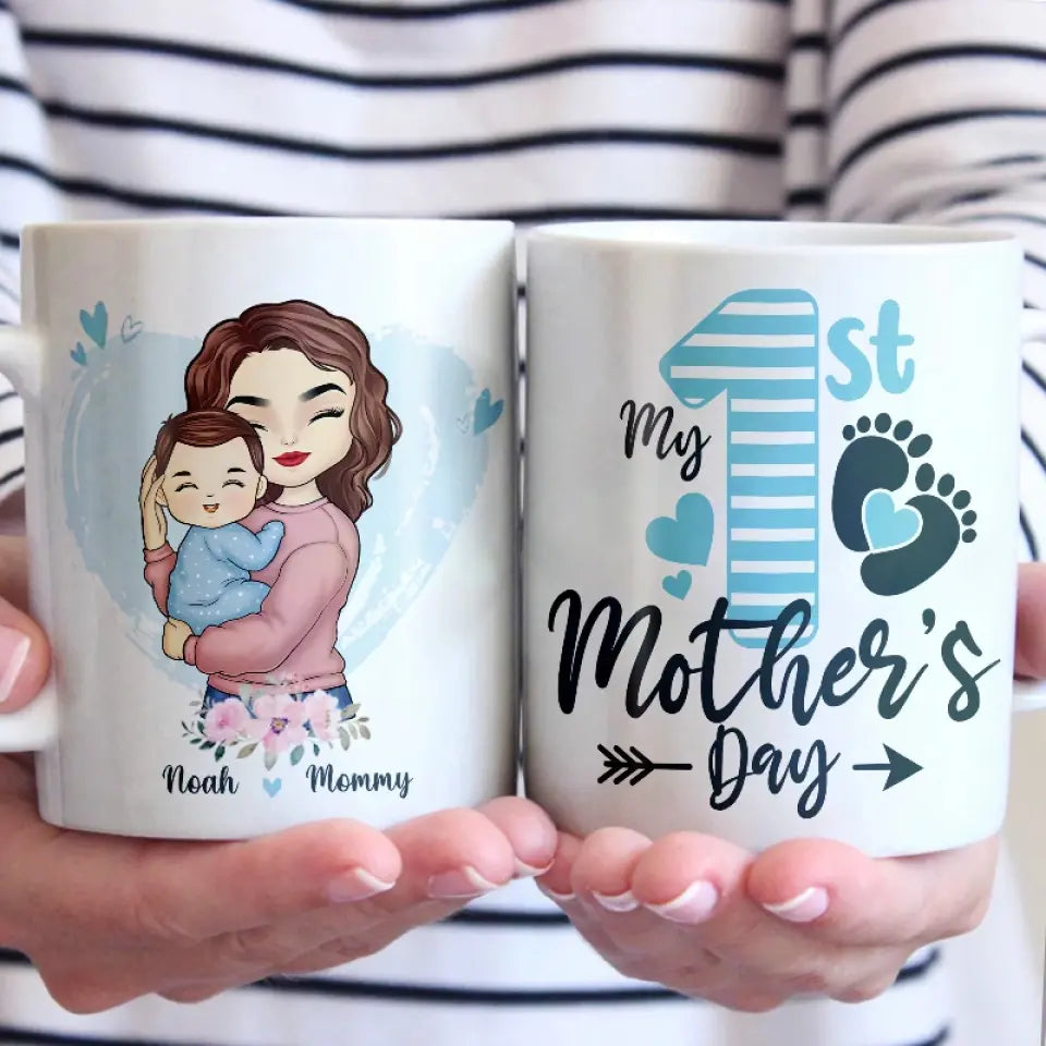 A Mother's Happiness Is Like A Beacon - Family Personalized Custom Mug - Mother's Day, Baby Shower Gift, Gift For First Mom