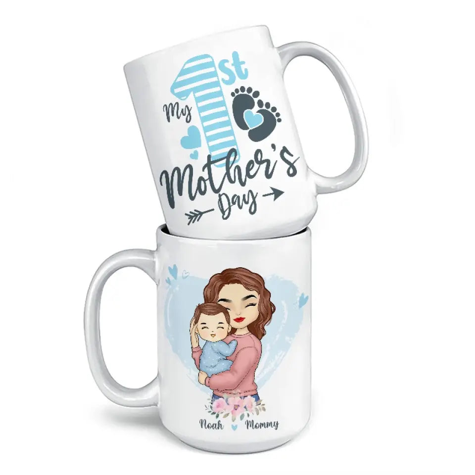 A Mother's Happiness Is Like A Beacon - Family Personalized Custom Mug - Mother's Day, Baby Shower Gift, Gift For First Mom
