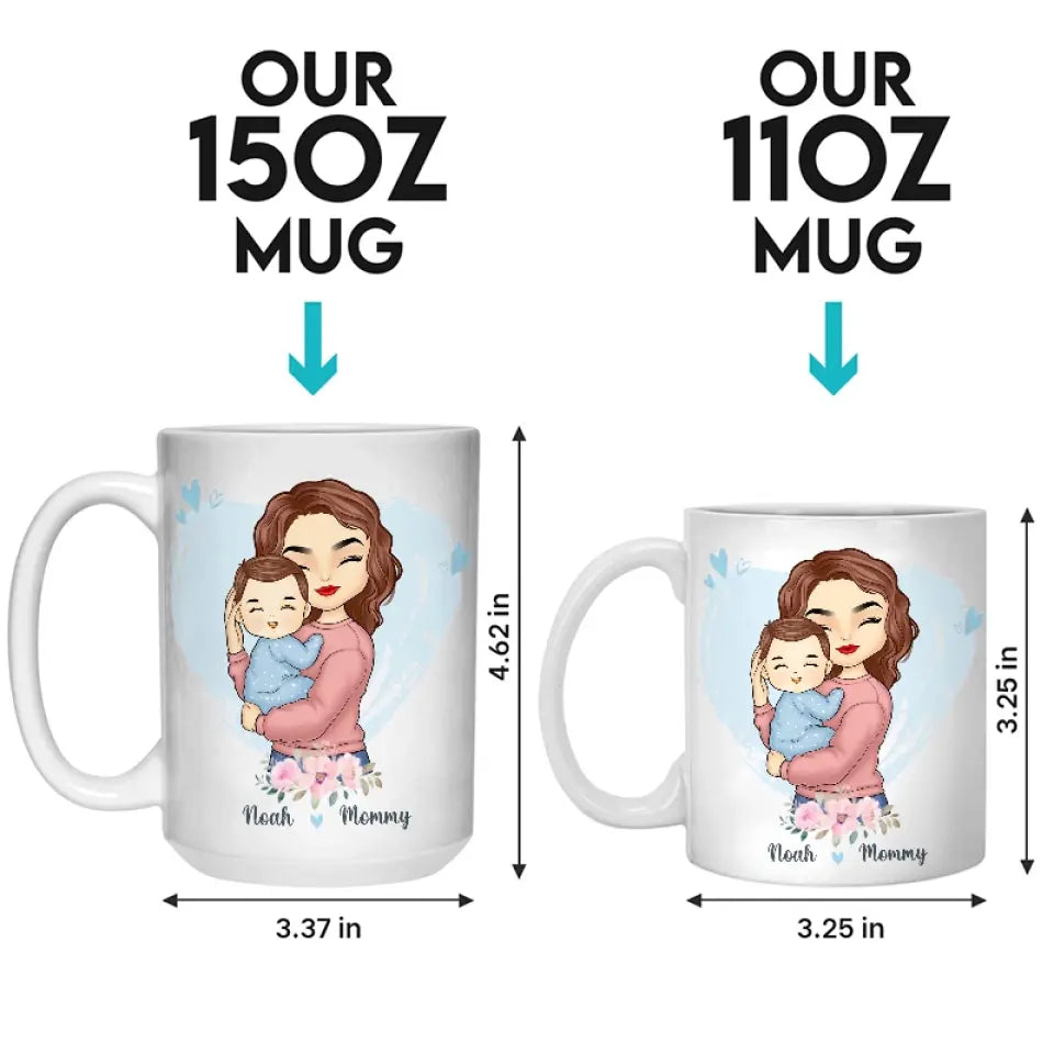 A Mother's Happiness Is Like A Beacon - Family Personalized Custom Mug - Mother's Day, Baby Shower Gift, Gift For First Mom