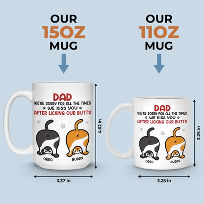 We Kiss You, We Love You - Cat Personalized Custom Mug - Father's Day, Gift For Pet Owners, Pet Lovers