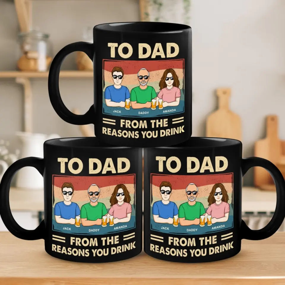 When You Need Real Understanding, A Father's Always There - Family Personalized Custom Black Mug - Father's Day, Gift For Dad, Grandpa