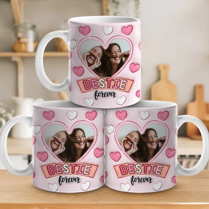 Custom Photo Friends Are The Family You Choose - Bestie Personalized Custom 3D Inflated Effect Printed Mug - Gift For Best Friends, BFF, Sisters