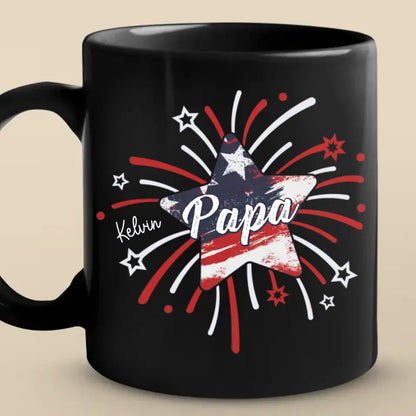 Treasured Person In Our World - Family Personalized Custom Black Mug - Gift For Dad, Grandpa